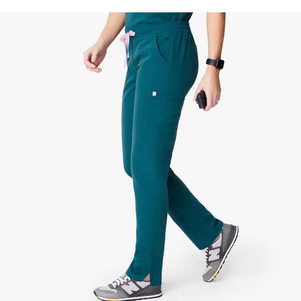 Figs High Waisted Yola Skinny Scrub Pants Caribbean Blue